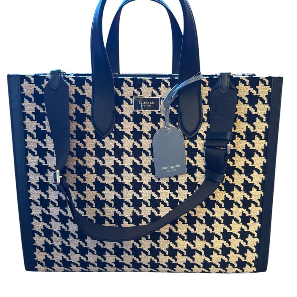 Kate Spade Black and White Houndstooth Tote